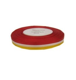 Medaille lint rood/wit/geel 25 meter op rol 10 mm