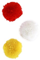 Pom pom 5cm rd-wt-gl 12 stuks