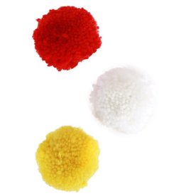 Pom pom 5cm rd-wt-gl 12 stuks