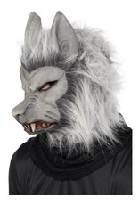 Weerwolf masker, grijs met haar en oren.