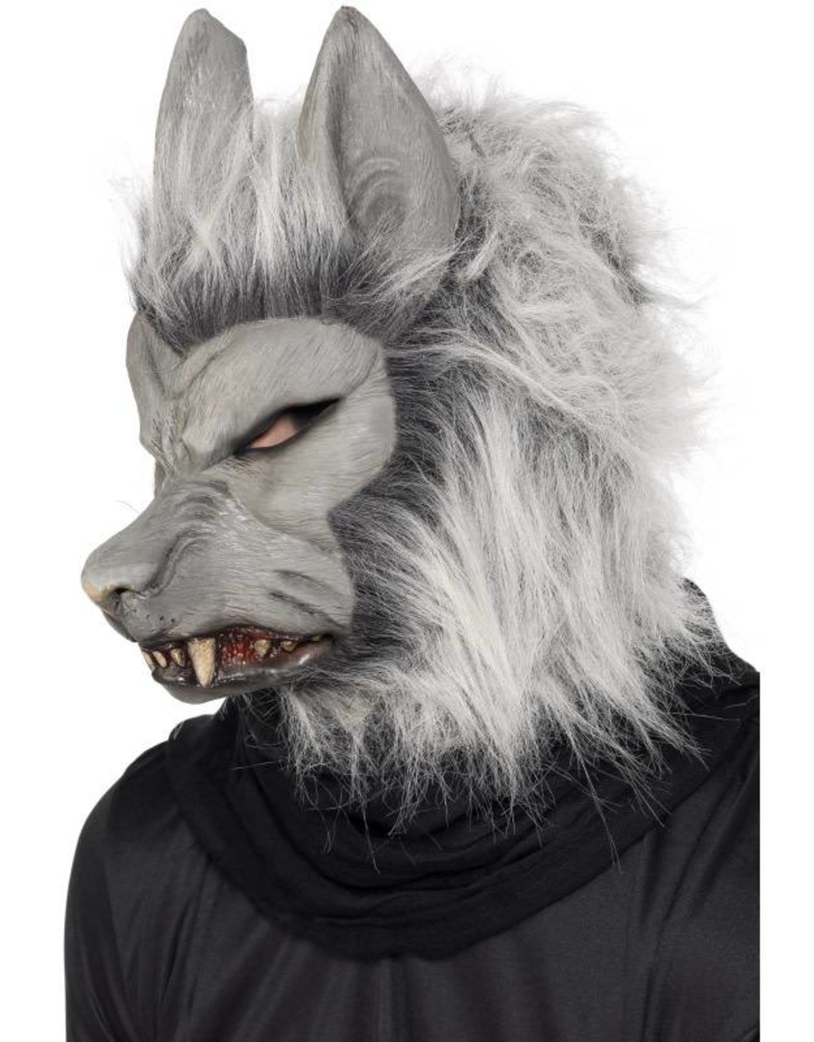 Weerwolf masker, grijs met haar en oren.