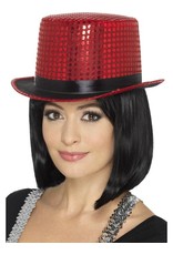 Sequin Hoge hoed, Rood, met flexibele band