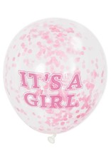 Ballon Transparant met Roze Confetti (30 cm, 6 stuks)