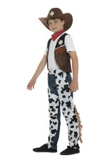 Texan Cowboy Outfit kind, Bruin, met hoed, riem en badge