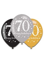 Ballonnen Sparkling Gold 70 jaar (28 cm, 6 stuks)