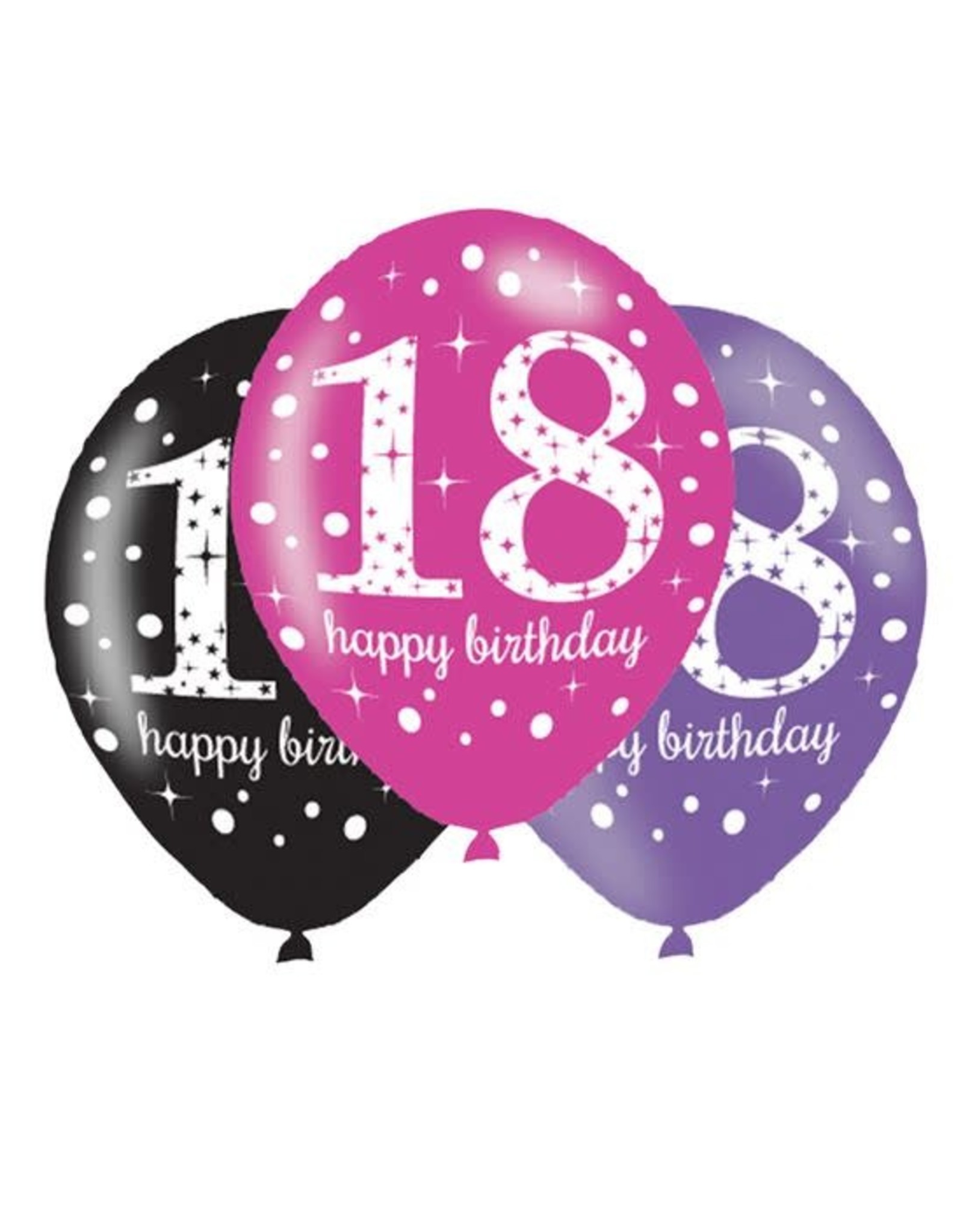 Ballonnen Sparkling Pink 18 jaar (28 cm, 6 stuks)