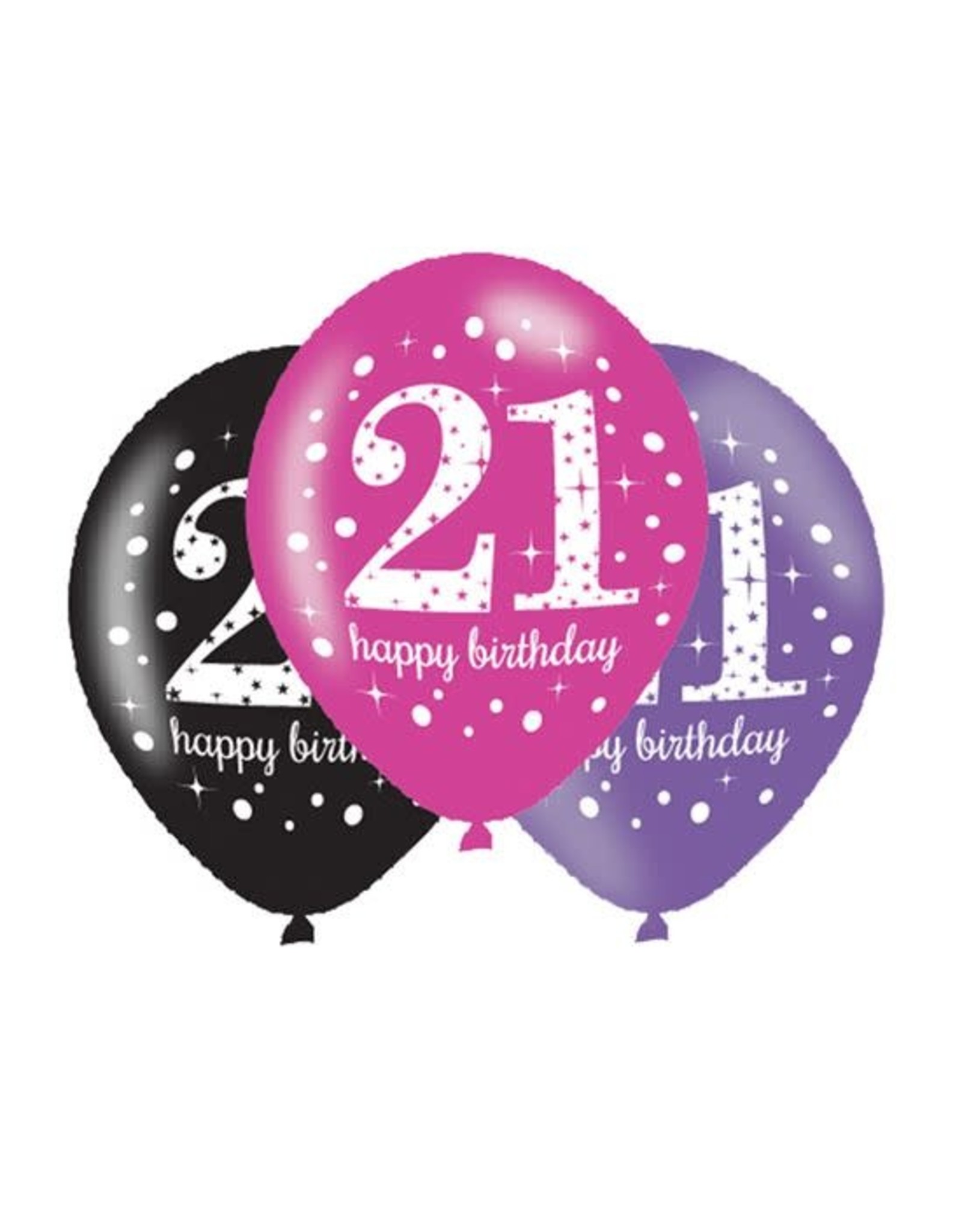 Ballonnen Sparkling Pink 21 jaar (28 cm, 6 stuks)