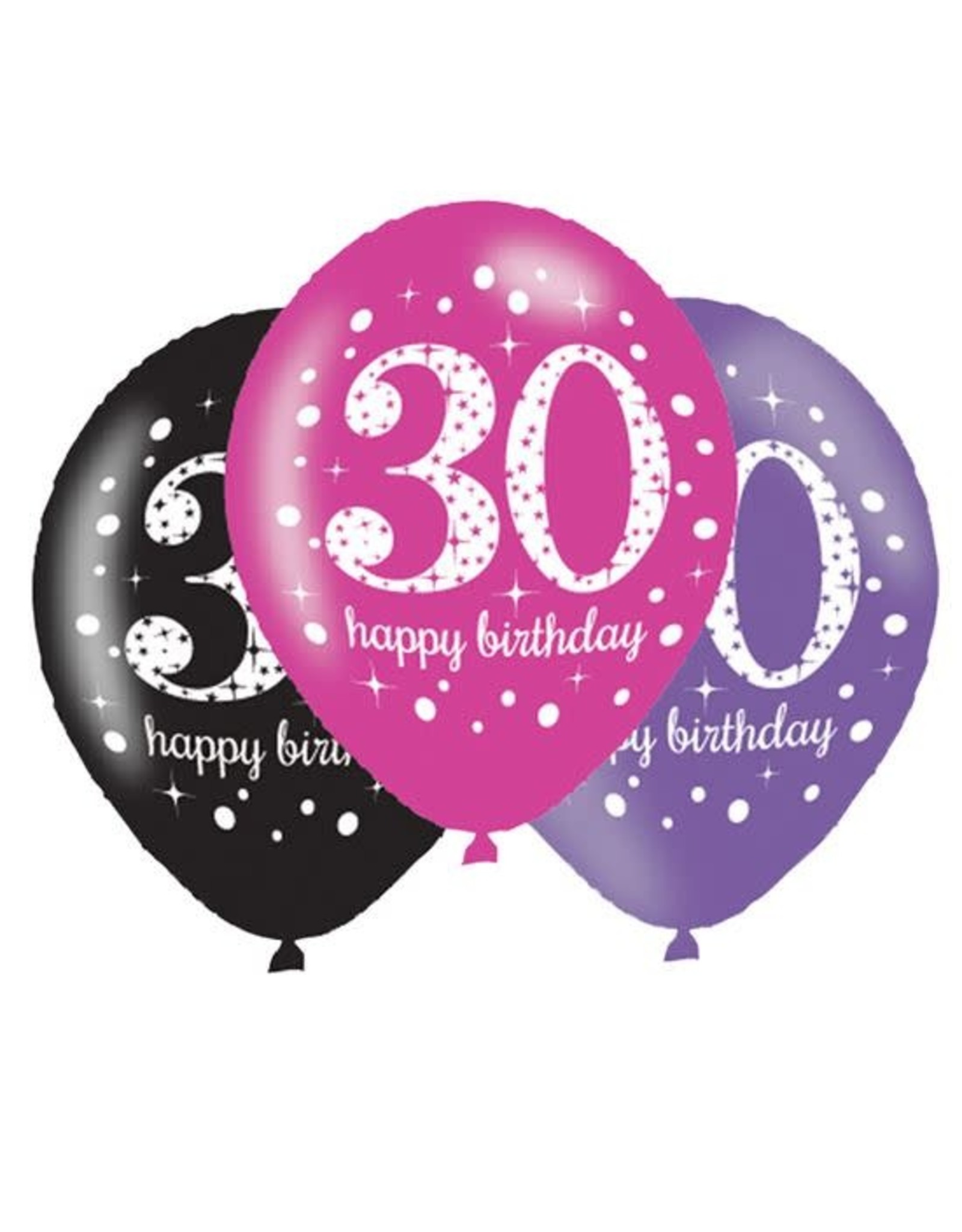 Ballonnen Sparkling Pink 30 jaar (28 cm, 6 stuks)