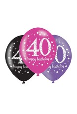 Ballonnen Sparkling Pink 40 jaar (28 cm, 6 stuks)