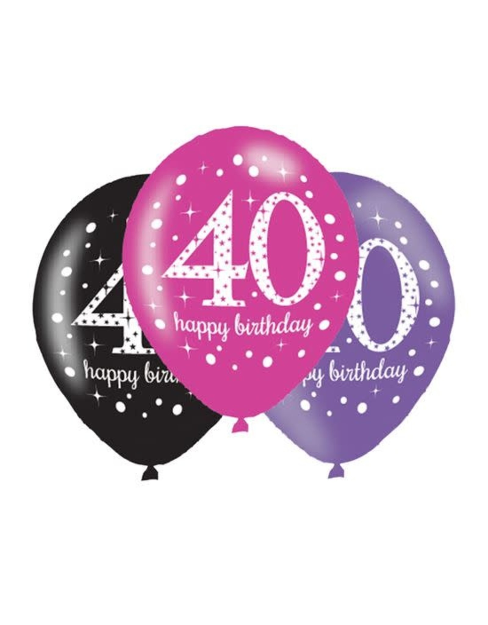 Ballonnen Sparkling Pink 40 jaar (28 cm, 6 stuks)