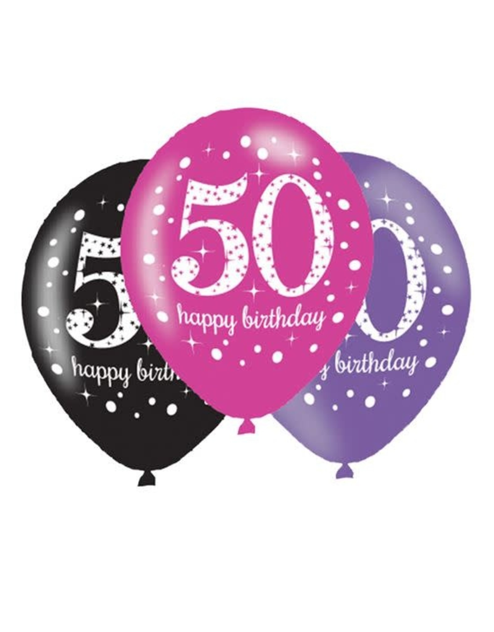 Ballonnen Sparkling Pink 50 jaar (28 cm, 6 stuks)