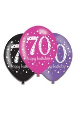 Ballonnen Sparkling Pink 70 jaar (28 cm, 6 stuks)