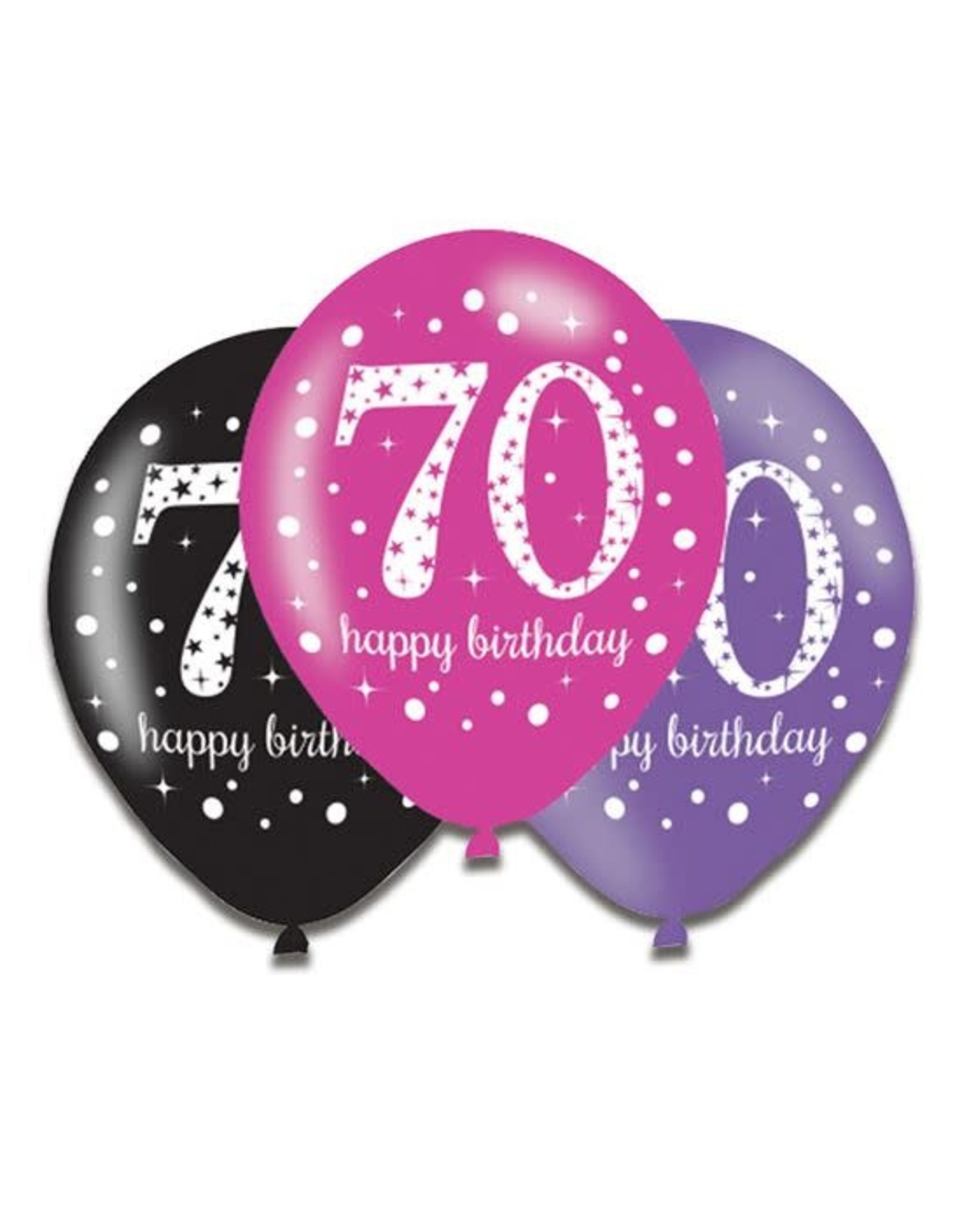 Ballonnen Sparkling Pink 70 jaar (28 cm, 6 stuks)