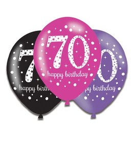 Ballonnen Sparkling Pink 70 jaar (28 cm, 6 stuks)