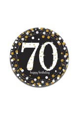 Bordjes Sparkling Gold 70 jaar (23 cm, 8 stuks)