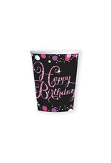 Bekertjes Sparkling Pink Happy Birthday (266 ml, 8 stuks)