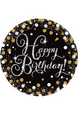 Bordjes Sparkling Gold Happy Birthday (23 cm, 8 stuks)