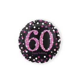 Folieballon Sparkling Pink 60 jaar (45 cm)