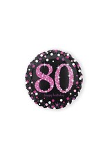 Folieballon Sparkling Pink 80 jaar (45 cm)