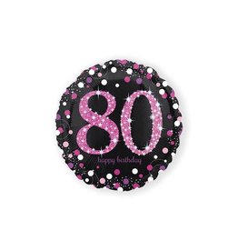 Folieballon Sparkling Pink 80 jaar (45 cm)