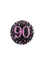 Folieballon Sparkling Pink 90 jaar (45 cm)
