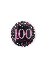 Folieballon Sparkling Pink 100 jaar (45 cm)