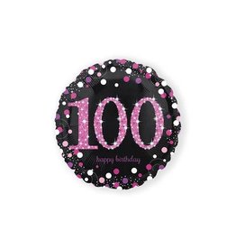 Folieballon Sparkling Pink 100 jaar (45 cm)