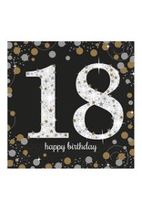 Servet Sparkling Gold 18  jaar (33 cm, 16 stuks)