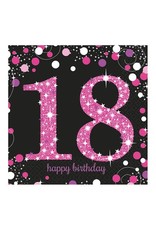 Servet Sparkling Pink 18  jaar (33 cm, 16 stuks)