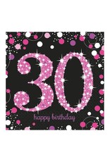 Servet Sparkling Pink 30  jaar (33 cm, 16 stuks