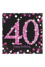 Servet Sparkling Pink 40  jaar (33 cm, 16 stuks)