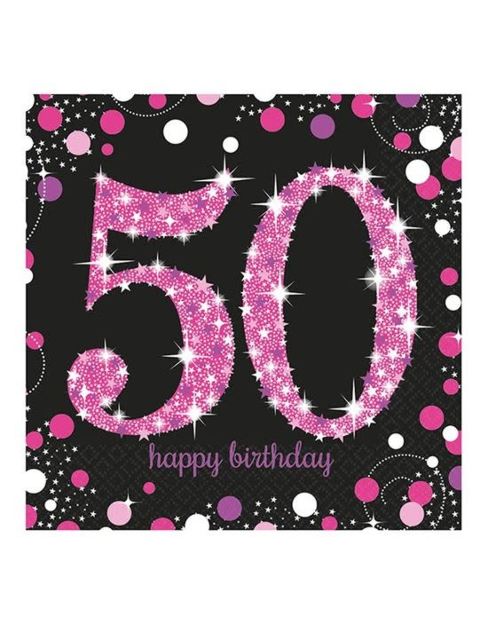 Servet Sparkling Pink 50  jaar (33 cm, 16 stuks)