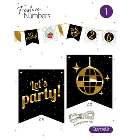 Festive Numbers Starter Kit - Let's Party (4 stuks + lijn)