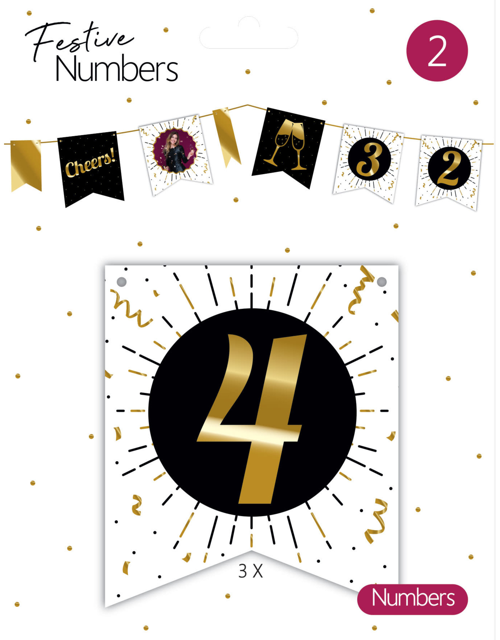 Festive Numbers Cijfer 4 (3 stuks)