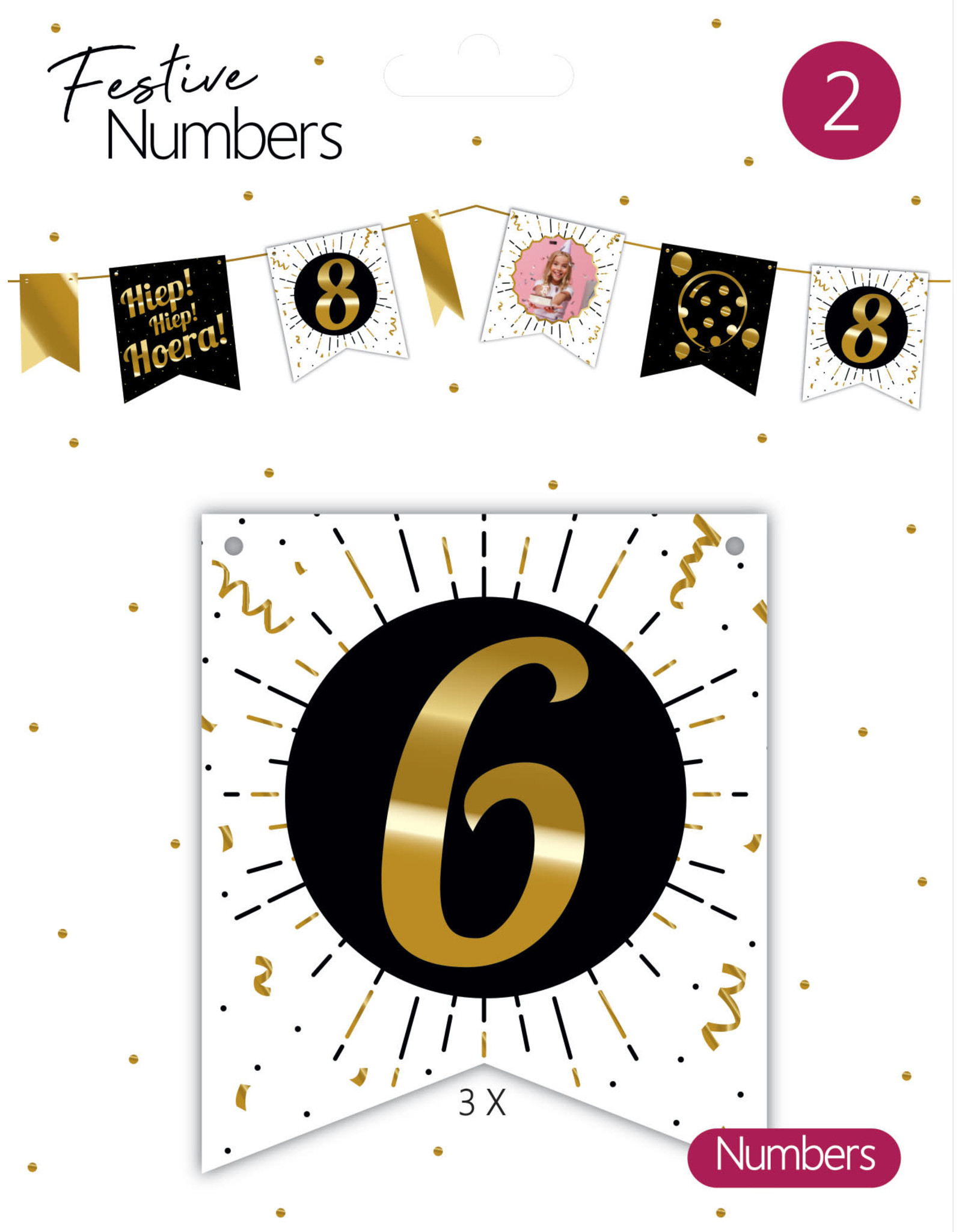 Festive Numbers Cijfer 6 (3 stuks)