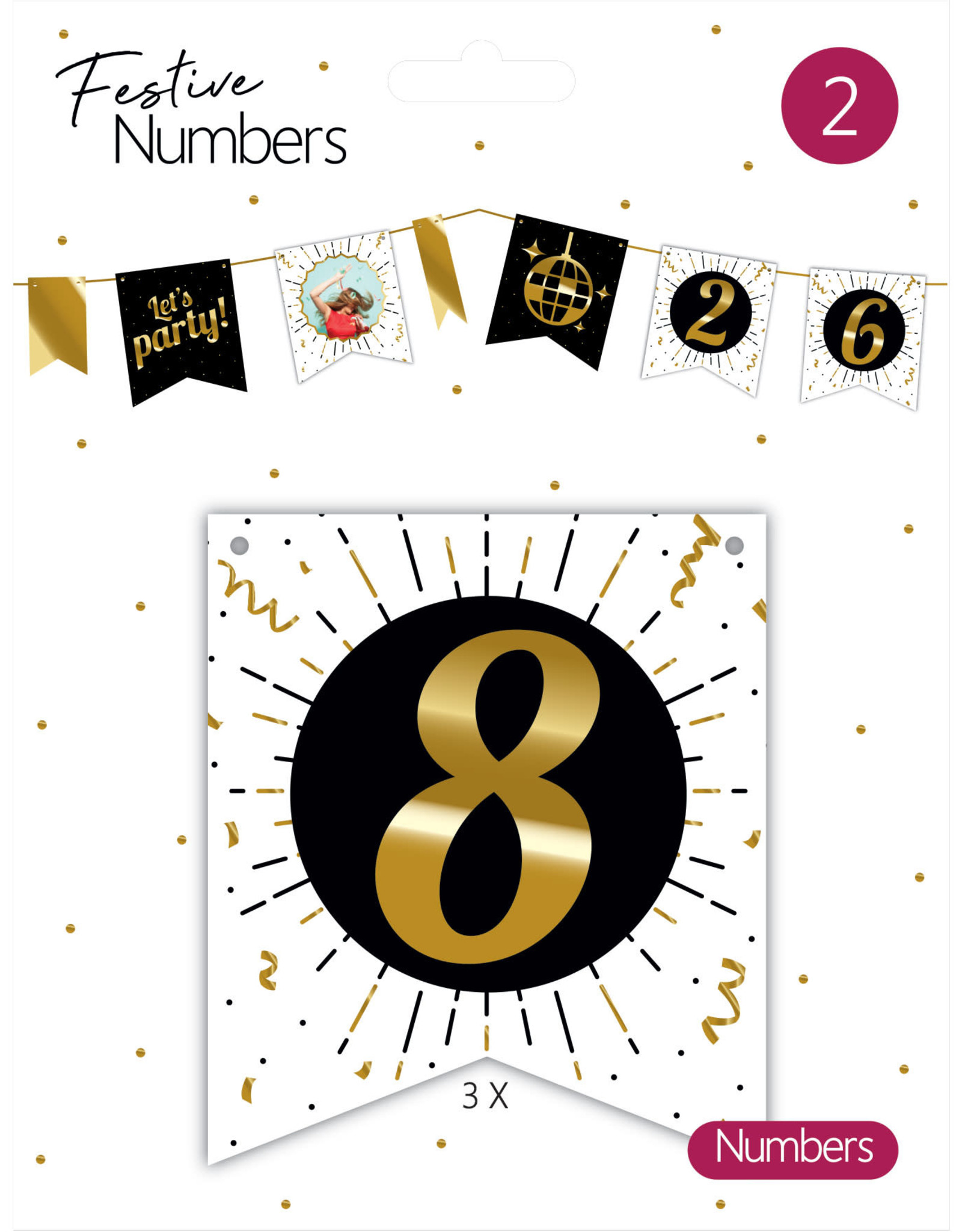 Festive Numbers Cijfer 8 (3 stuks)