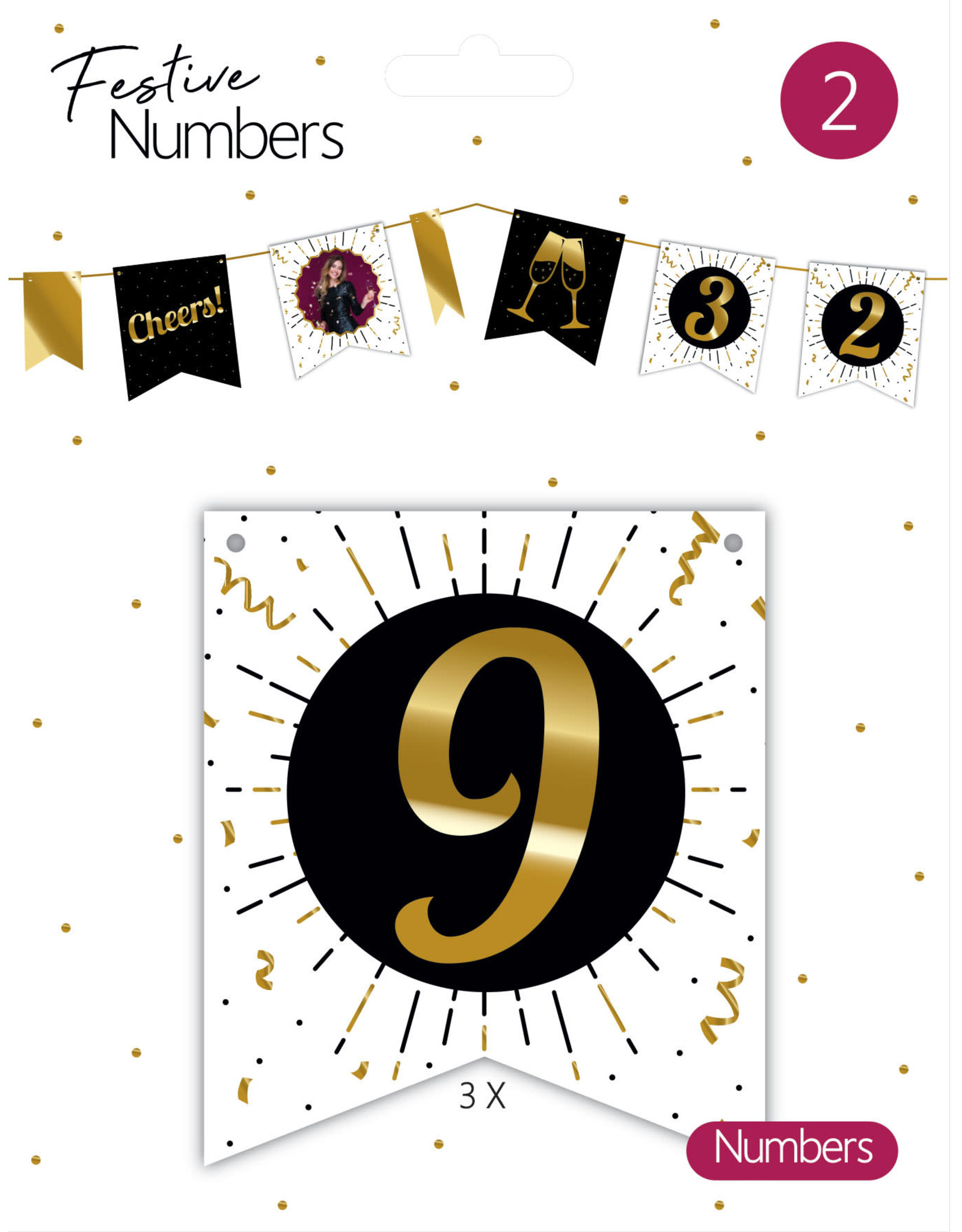 Festive Numbers Cijfer 9 (3 stuks)