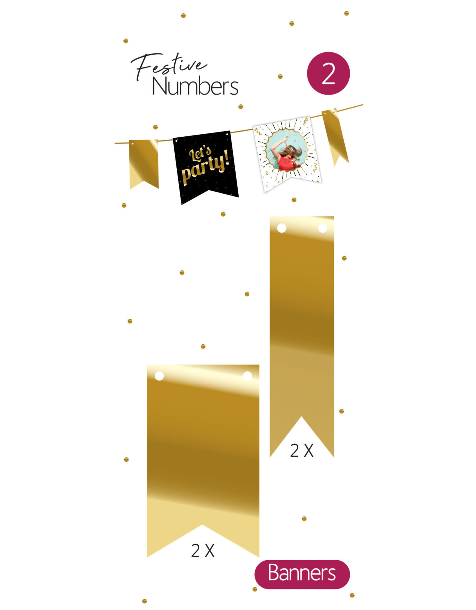 Festive Numbers Gouden Vaantjes (4 stuks)
