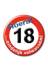 Button Klein - 18 Jaar Verkeersbord