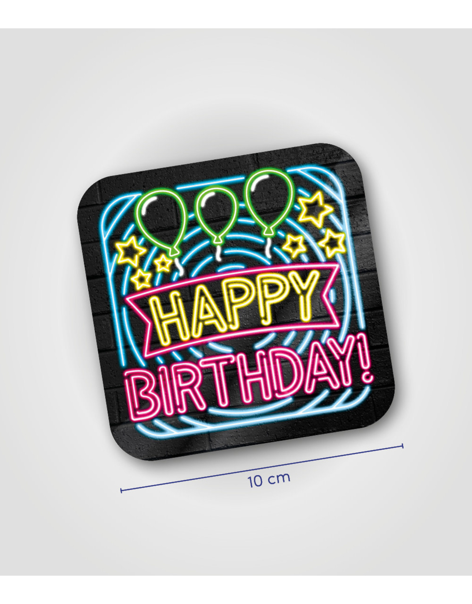 Onderzetter Neon - Happy birthday