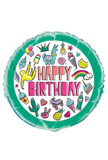 Folie Ballon Birthday Icons (45 cm)