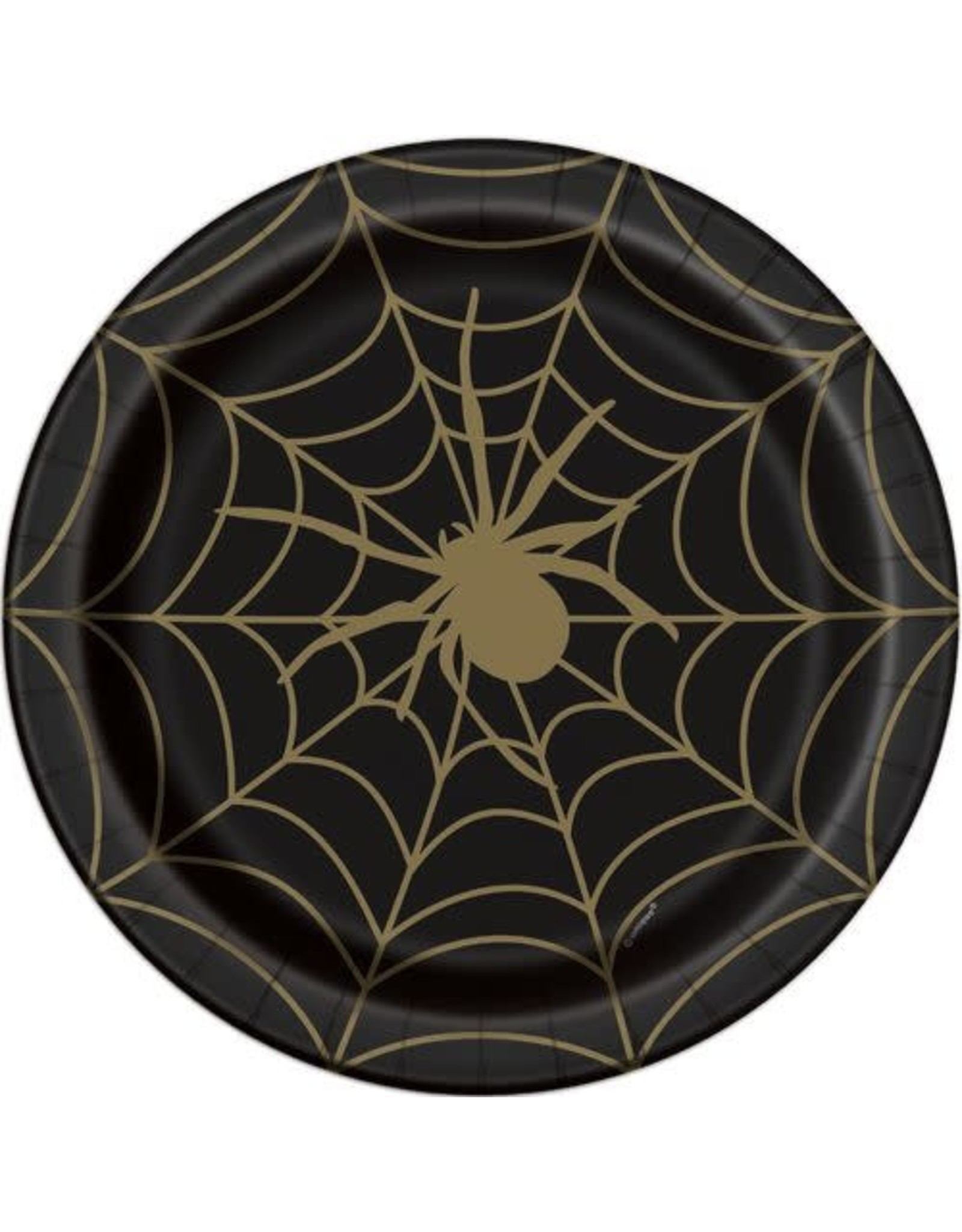 Bordjes Spinnenweb Zwart/Goud (23 cm, 8 stuks)