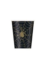 Bekertjes Spinnenweb Zwart/Goud (25 cl, 8 stuks)