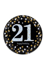 Bordjes Sparkling Gold 21 jaar (23 cm, 8 stuks)