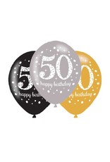 Ballonnen Sparkling Gold 50 jaar (28 cm, 6 stuks)