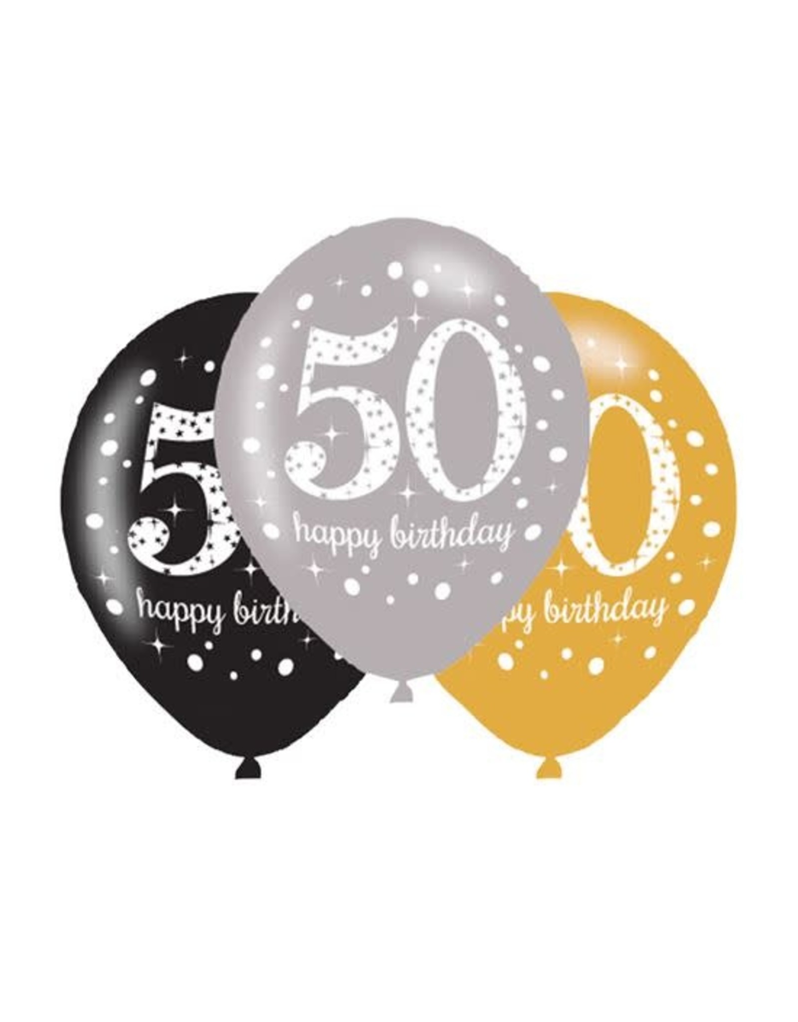 Ballonnen Sparkling Gold 50 jaar (28 cm, 6 stuks)