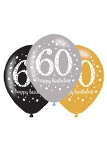 Ballonnen Sparkling Gold 60 jaar (28 cm, 6 stuks)