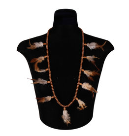 Indianenketting Parels met Veren, Bruin