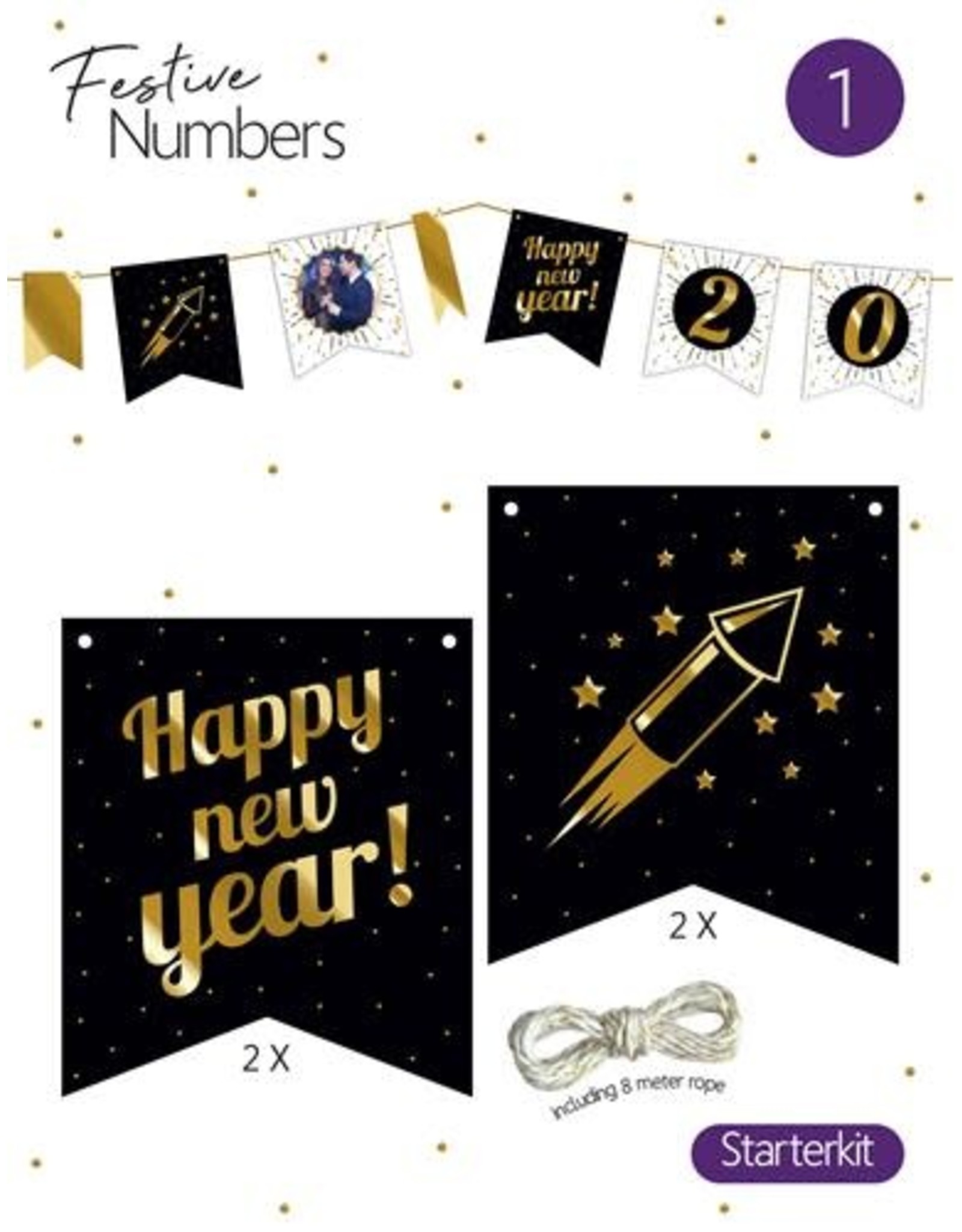 Festive Numbers Starter Kit - Happy New Year (4 stuks + lijn)