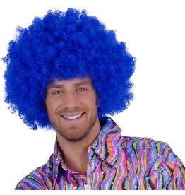 Super Afro Pruik Felblauw